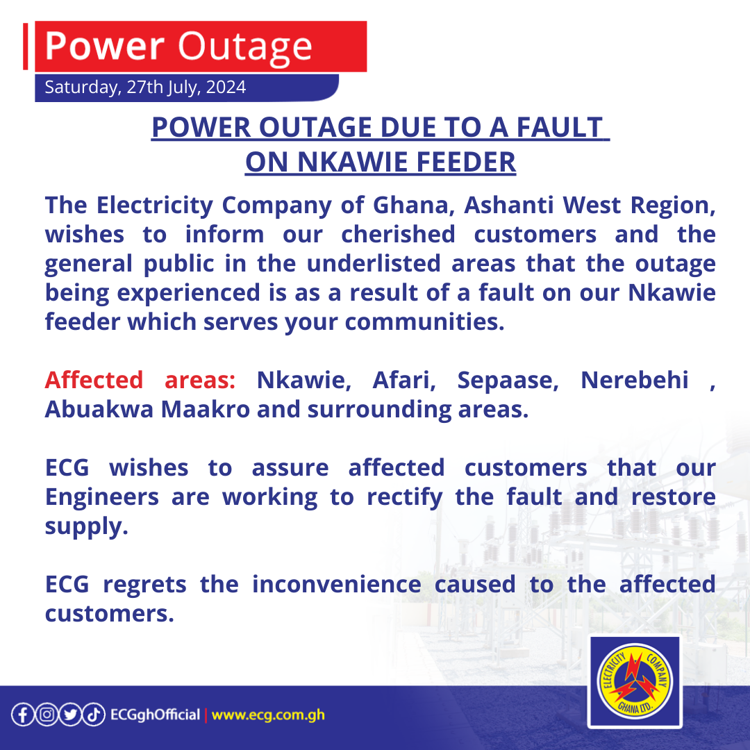 Electricity Company Of Ghana Ltd Power Outage Due To A Fault On